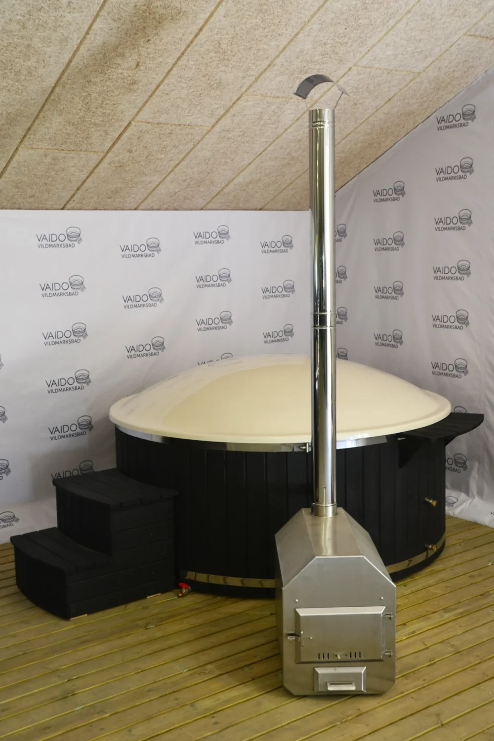 XL Glasfiber Vildmarksbad m. udvendig ovn (Ø225cm) - Billede 3