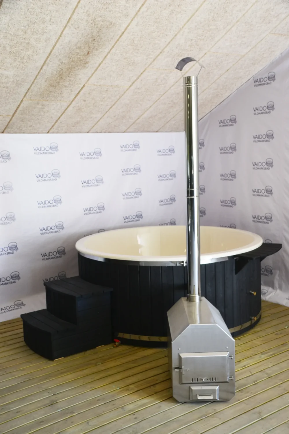 XL Glasfiber Vildmarksbad m. udvendig ovn (Ø225cm) - Billede 2